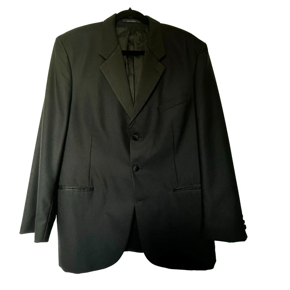 ALFANI Men's 44R Vintage Black Wool Blazer Suit Jacket Sport Coat Career Wedding